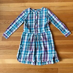 Tea Collection Purple Blue Plaid Flannel Pockets Shirtdress Dress 7
